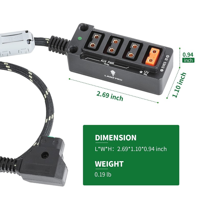 Compact 12V Regulated D-Tap Splitter, 4-Port P-Tap Power Hub for V-Mount Batt... gallery