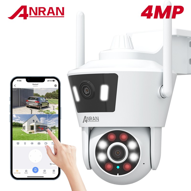 ANRAN 4MP Security Camera Dual Lens Wireless WiFi 360° PTZ Audio Home Outdoor