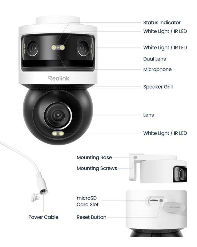 OMVI 3i WiFi 18MP 4K Triple Lens Outdoor Security Camera 180° Panoramic PTZ gallery
