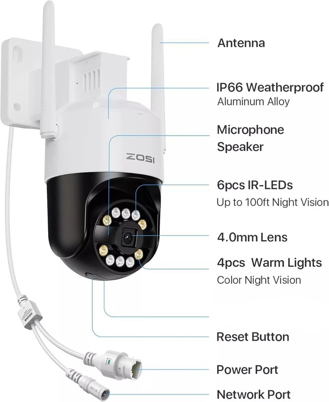 ZOSI 3K 5MP Pan Tilt Wi-Fi 6 Security Camera Home Outdoor Person Vehicle Detect gallery