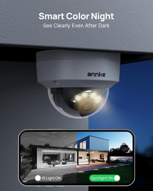 4K PoE Security Camera Outdoor, Spotlight Color Night Vision, White gallery