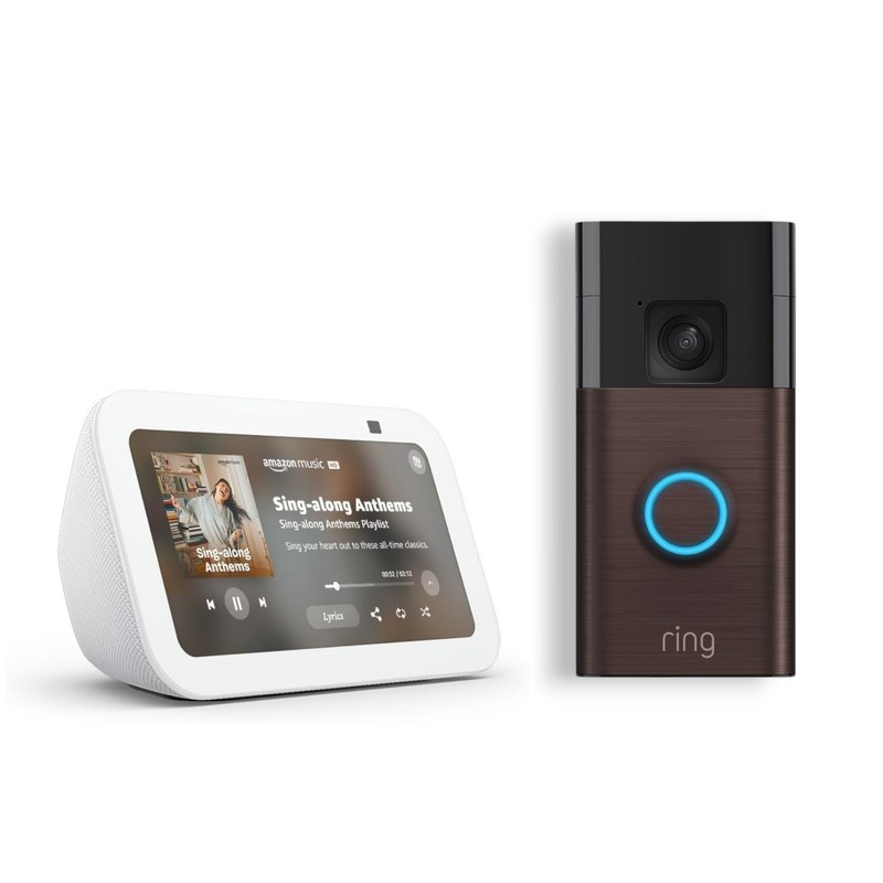 Ring Battery Doorbell with Echo Show 5 Head-to-Toe Video Live View Two-way Talk