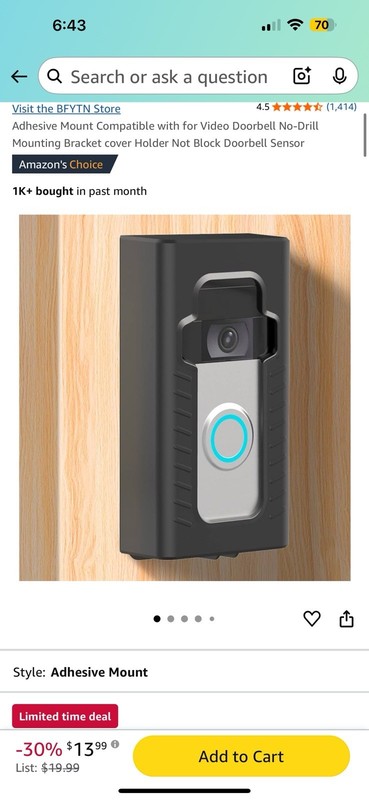 Adjustable 360° Degree Doorbell Angle Mount Compatible with Ring/Blink Wireless