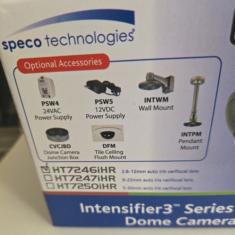 Speco HT7246ihr Intensifier 3 Series Color Dome Camera Requires 12VDC or 24VAC gallery