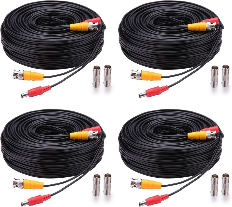 WILDHD Bnc Cable 4x150ft All-in-One Siamese Video and Power 4 feet, Black