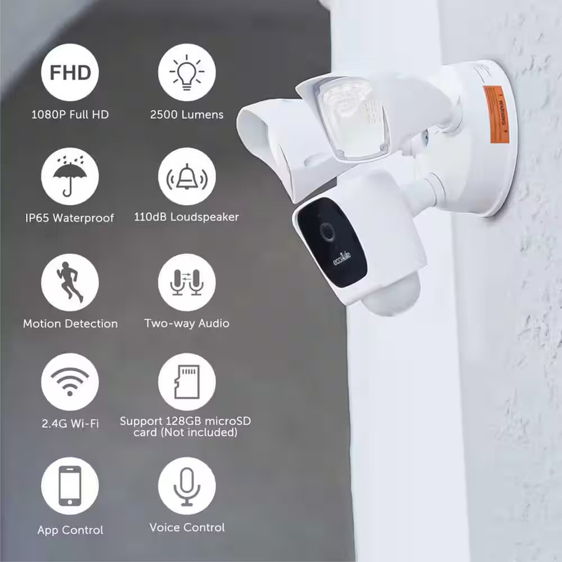 Wired Floodlight Camera - Smart Security Camera, 2500 Lumens, HD Works with Alex gallery