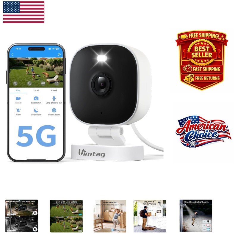 Advanced 2.5K Security Camera with Color Night Vision & Cloud Storage Options