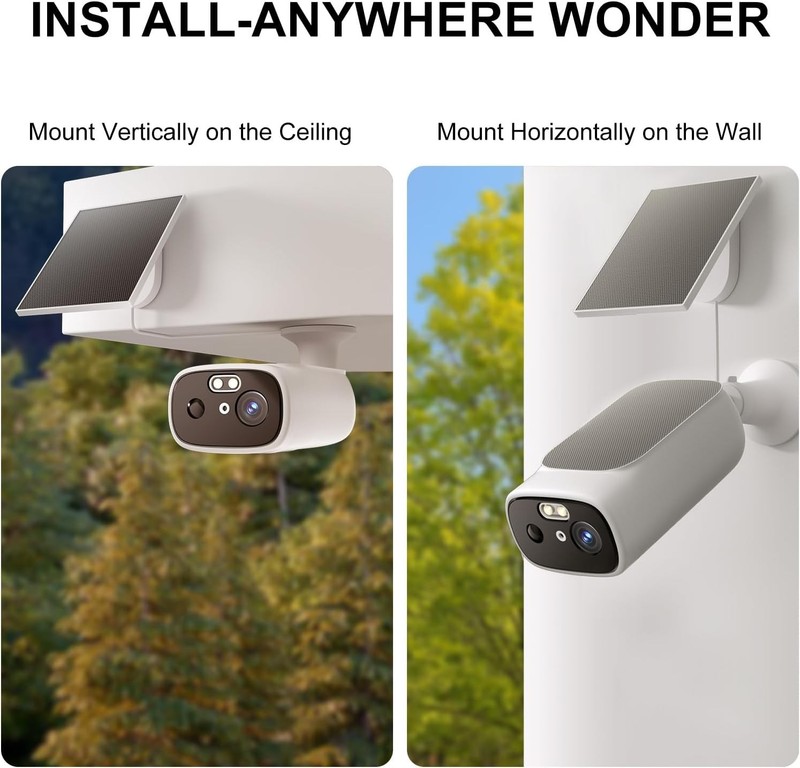 2K Solar Outdoor Security Camera with AI Motion Detection & Color Night Vision gallery