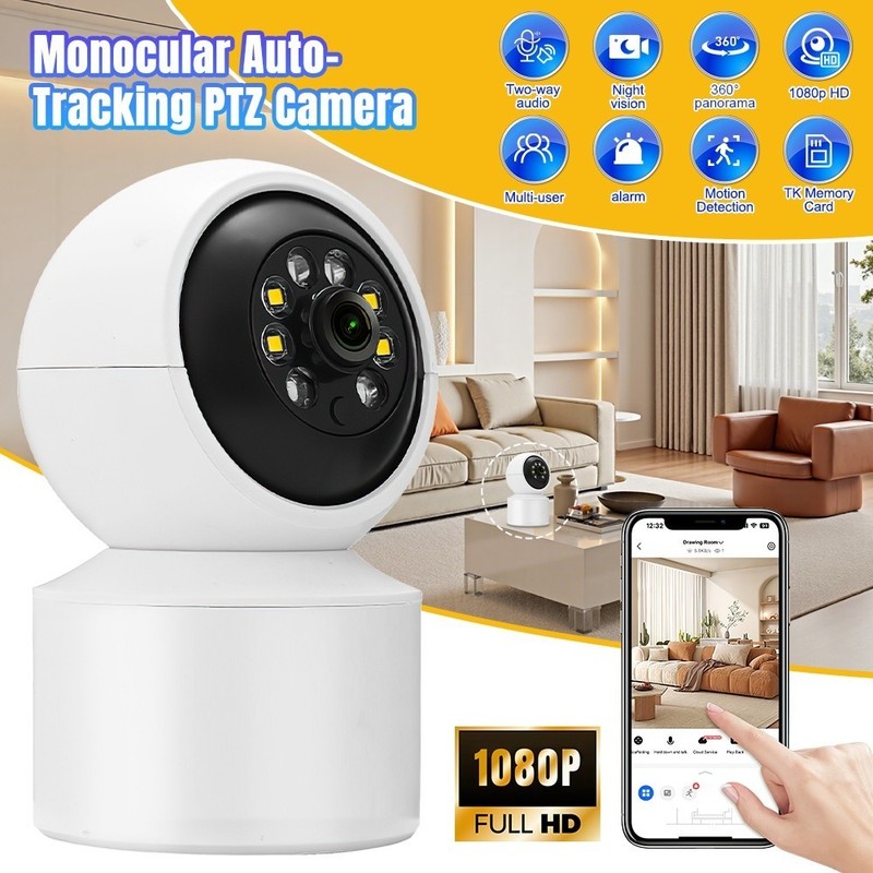 1080P Wireless Security Camera Indoor Smart WiFi Home PTZ IP Cam Night Vision
