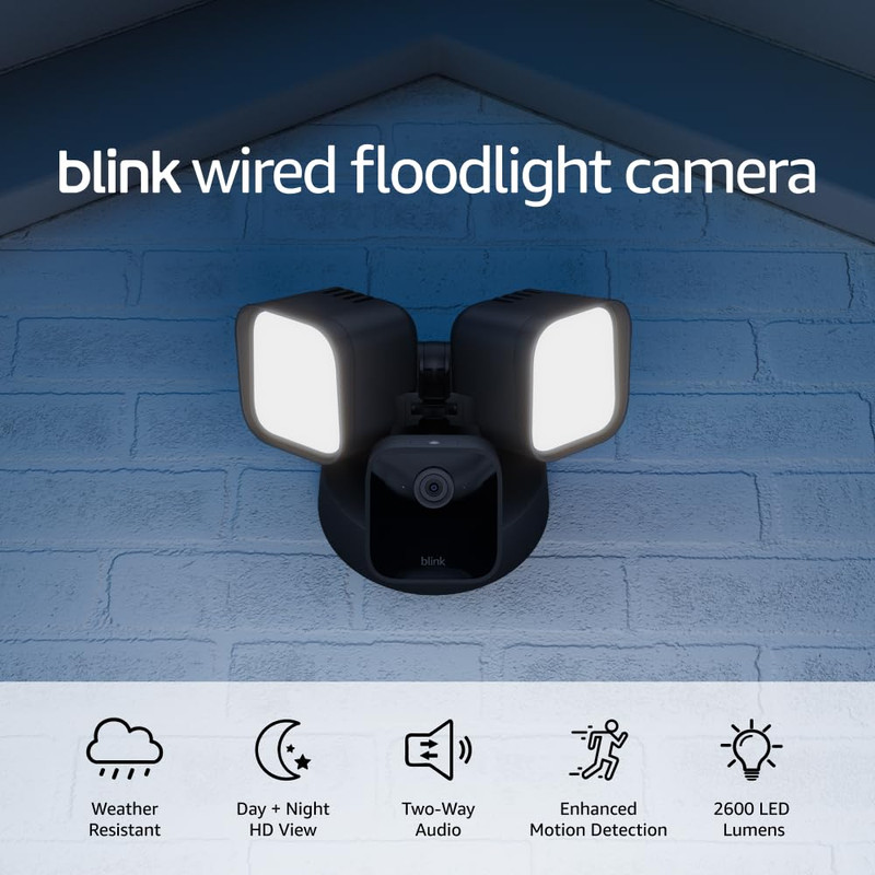 Wired Floodlight Camera – Smart Security Camera, 2600 Lumens, HD Live View, Enha
