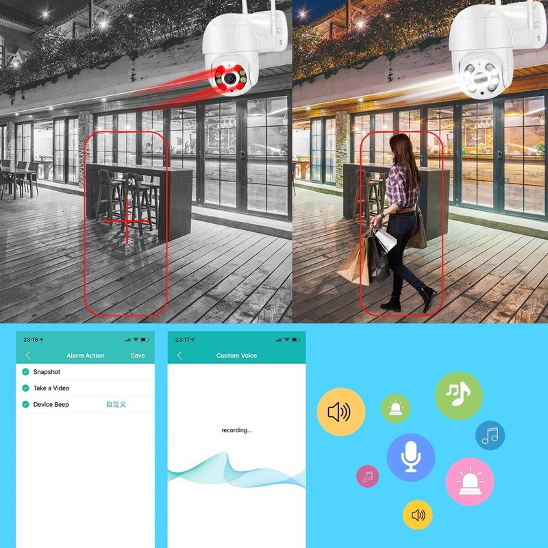 CCTV 5MP Wifi home Security camera Outdoor AI Human Detection Audio 1080P 4Xzoom gallery