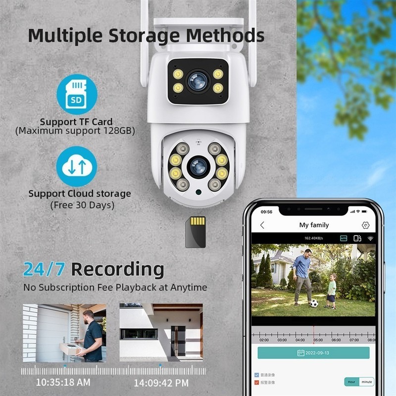 Wireless IP WIFI Camera Outdoor CCTV PTZ Smart Home Security IR Cam Dual lens 2K gallery