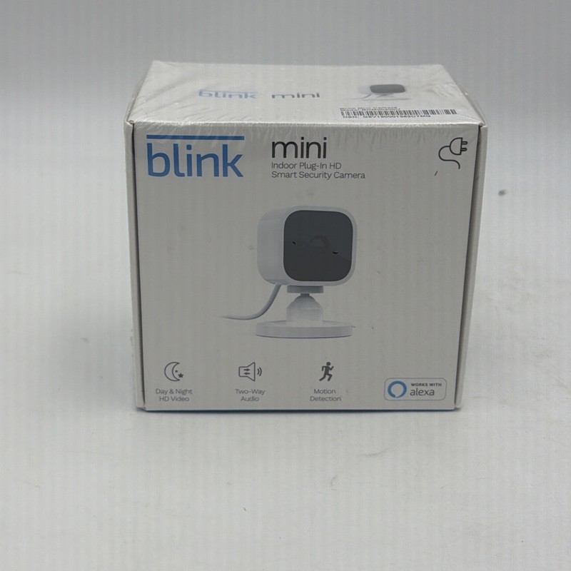 Blink Mini Compact indoor plug-in smart security camera 1080p HD, New/Sealed