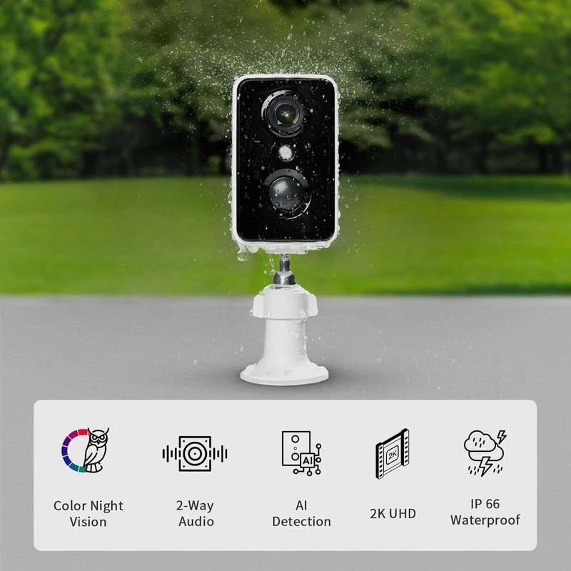 Home Security Cameras, 2.4G WiFi Battery Powered Wireless, 2K Color Night 8 PACK gallery