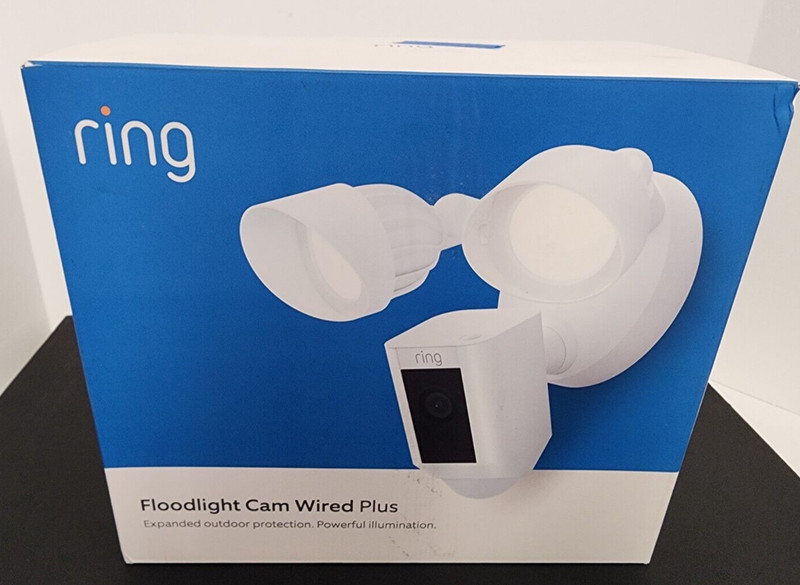 Ring Floodlight Cam Wired Plus with Motion-Activated 1080p HD Video – White