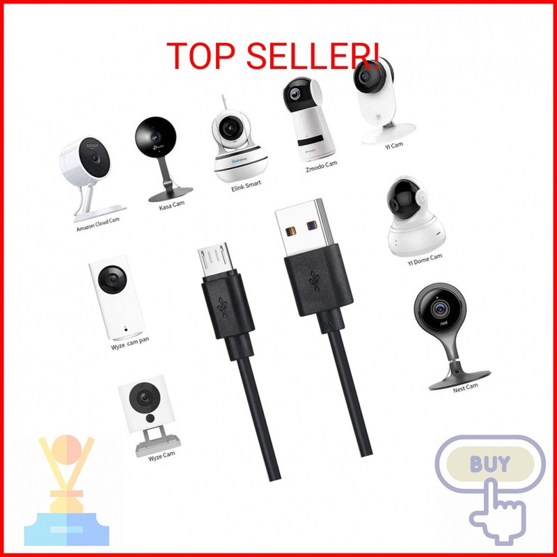 Smays 25 ft Micro USB Cable Replacement for Wyze Cam, Nest Camera - Extra Long E gallery