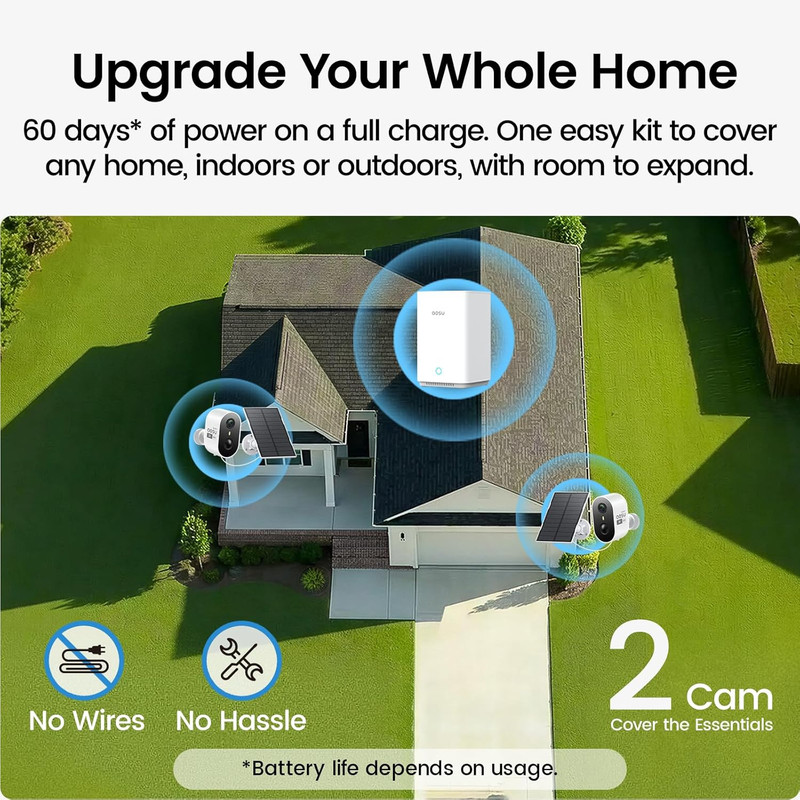Solar Security Cameras Wireless Outdoor Home System, True 2K HD, Cross-Camera Tr gallery