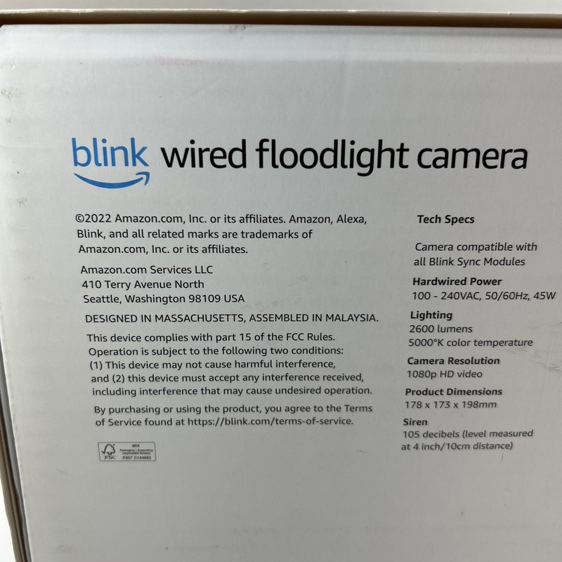 Blink Wired Floodlight Camera Black New Sealed gallery