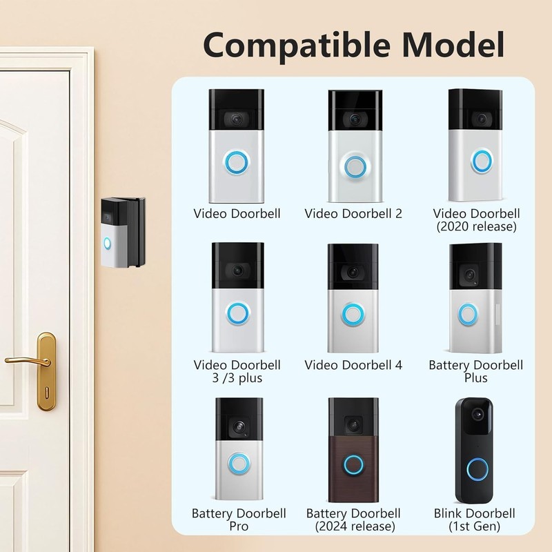 Adjustable 30 to 55 Degree Doorbell Angle Mount Compatible with Most Video Do... gallery
