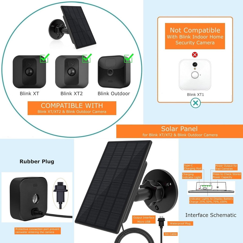 Solar Panel for Blink Camera Outdoor, 2W Blink Camera Solar Panel Compatible gallery