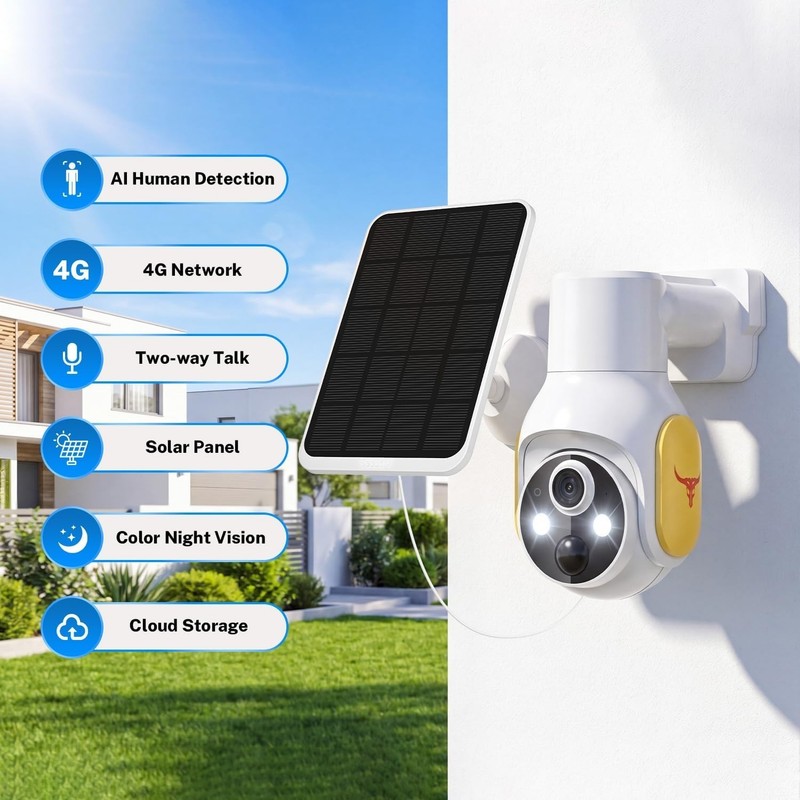 Camara De Seguridad Solar 360 Para Casa Exterior 2.4G WiFi Con Audio y Micrófono gallery