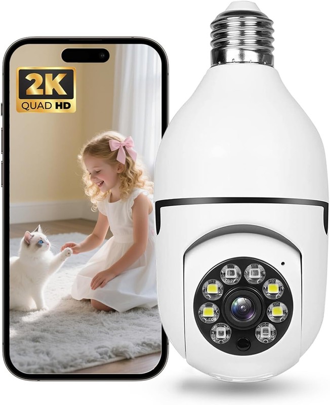 Hawkray Light Bulb Security Camera -5G& 2.4GHz WiFi 2K 3MP Security Cameras W... gallery