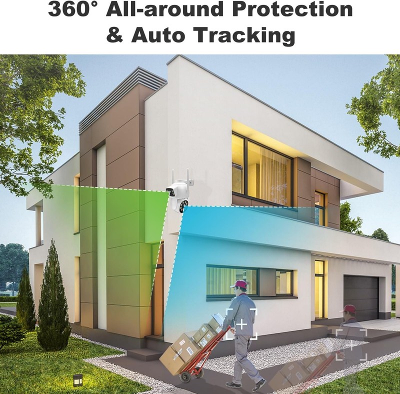 Dual Lens Wireless Security Camera System Outdoor with 10"Monitor 24/7 Recording gallery