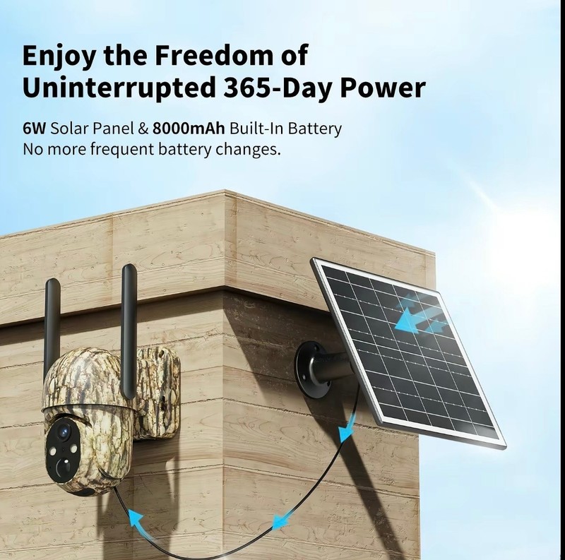 4G LTE Solar Powered Pan Tilt Security Camera 2K Camouflage PTZ Battery New gallery