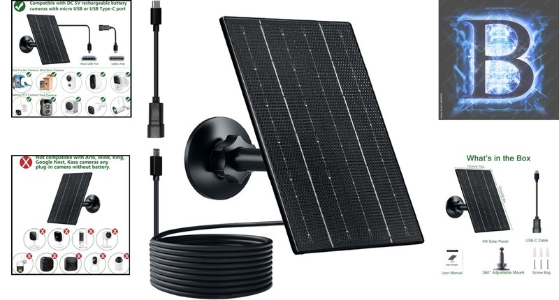 Efficient 4W Solar Charger for Outdoor Security Cameras - 360° Adjustable Mount gallery