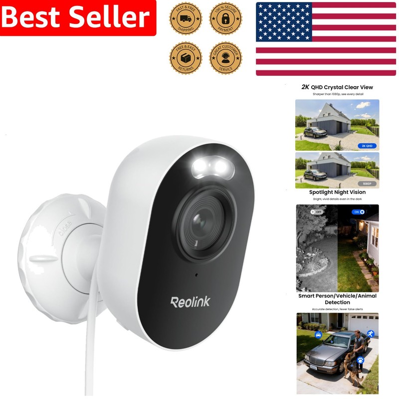 Outdoor Security Camera Lumus 2K, 4MP, Smart AI Detection, Color Night Vision