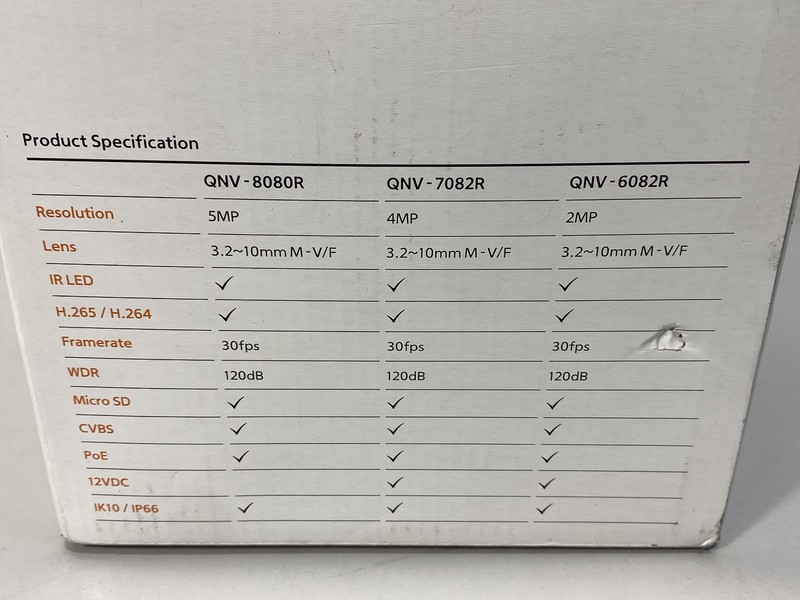 Hanwha QNV-6082R1 (2MP) Varifocal Outdoor Dome IR IP Security Camera-White gallery