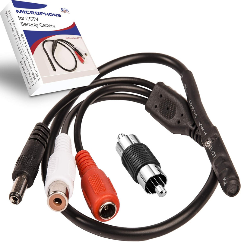 Outdoor CCTV Microphone for Security Camera – RCA Audio Surveillance Mic (1 Pack