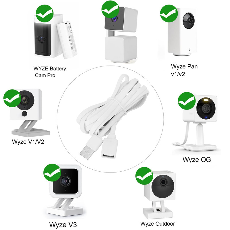 2PACK USB Extension Cable Compatible with WYZE Cam V3/V2,Wyze Cam OG, WYZE Ca... gallery