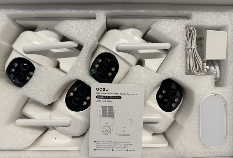 Solar Security Cameras Outdoor Wireless,4 Cam-Kit,2K 360° Pan & Tilt NEW Openbox gallery