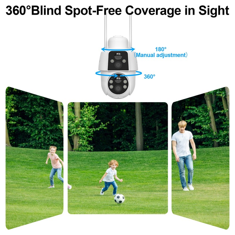 Solar Powered Wireless Dual Lens Security Camera Outdoor PIR Human Motion Sensor gallery
