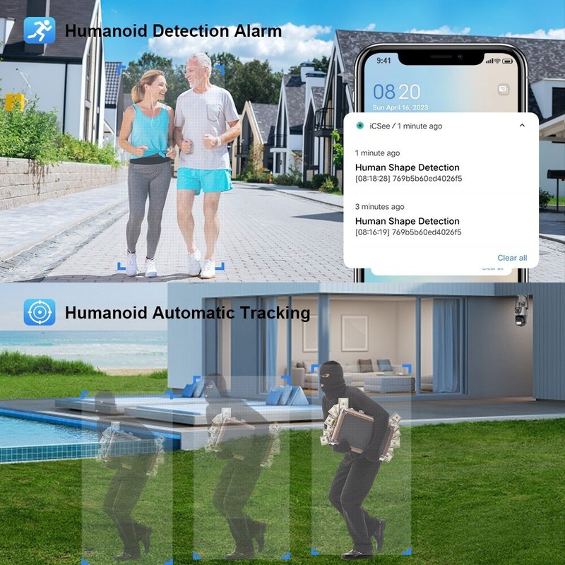 Dual Lens 4MP WiFi Security Camera Outdoor Home Night Vision PTZ Surveillance gallery
