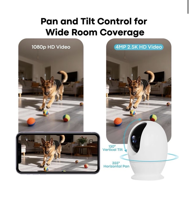 Bueteka C21 2.4GHz Security WiFi Pet Camera, White gallery