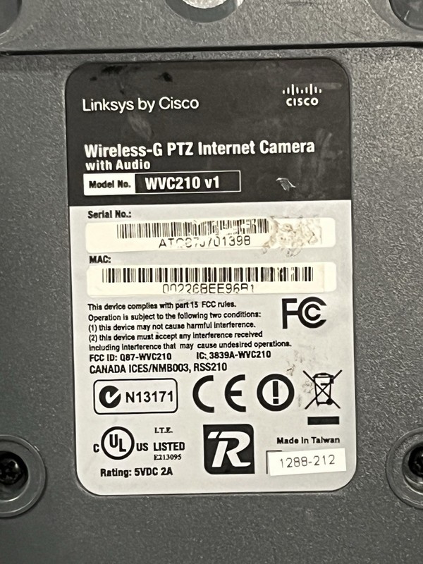 Linksys Cisco Wireless-G PTZ WVC210 Internet Camera w/ 2-way Audio AS IS gallery
