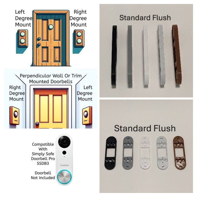 Spacer Offset Mount compatible with SimpliSafe Video Doorbell Pro SSDB3