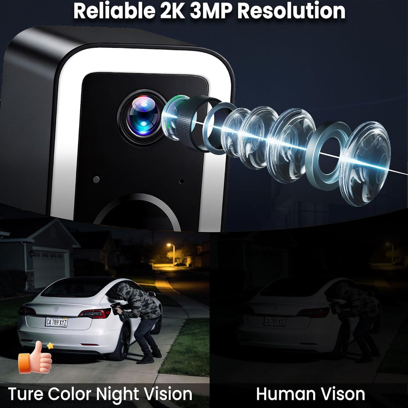【2 Pack】Security Cameras Wireless Outdoor, Color Night Vision Even in the Dark, gallery