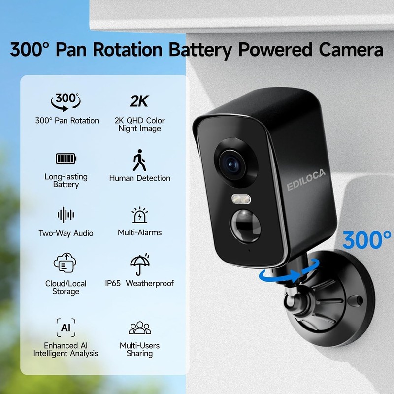 Weatherproof Outdoor Camera with 2K Video, 2-Way Audio & Intelligent Analysis gallery