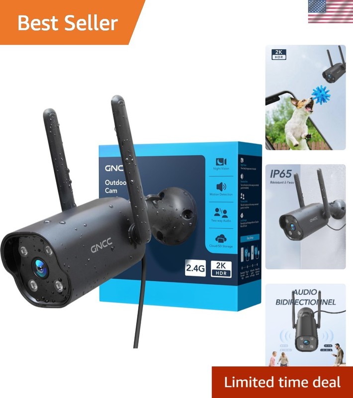 Smart 2K Outdoor Security Camera – 24/7 Surveillance with Infrared Night Vision
