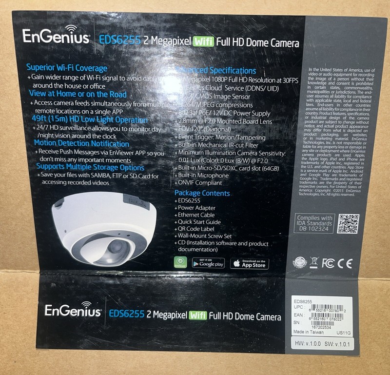 NEW EnGenius EDS6255 Outdoor Professional Grade Dome HD Camera