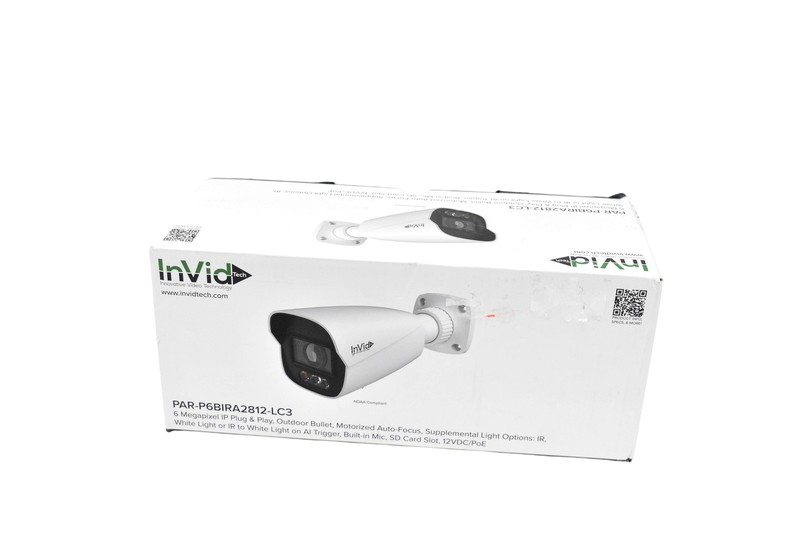 InVid Tech Bullet IP Camera White PAR-P6BIRA2812-LC3 Wired 6MP Outdoor PoE