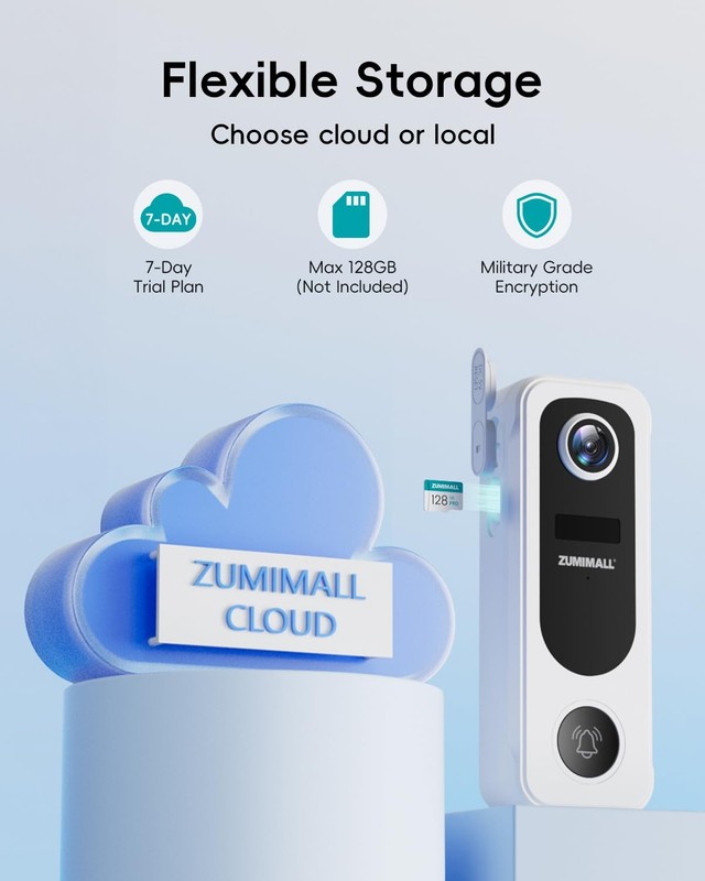 Doorbell Camera Wireless No Subscription - 2K Video Doorbell Wireless with Ch... gallery