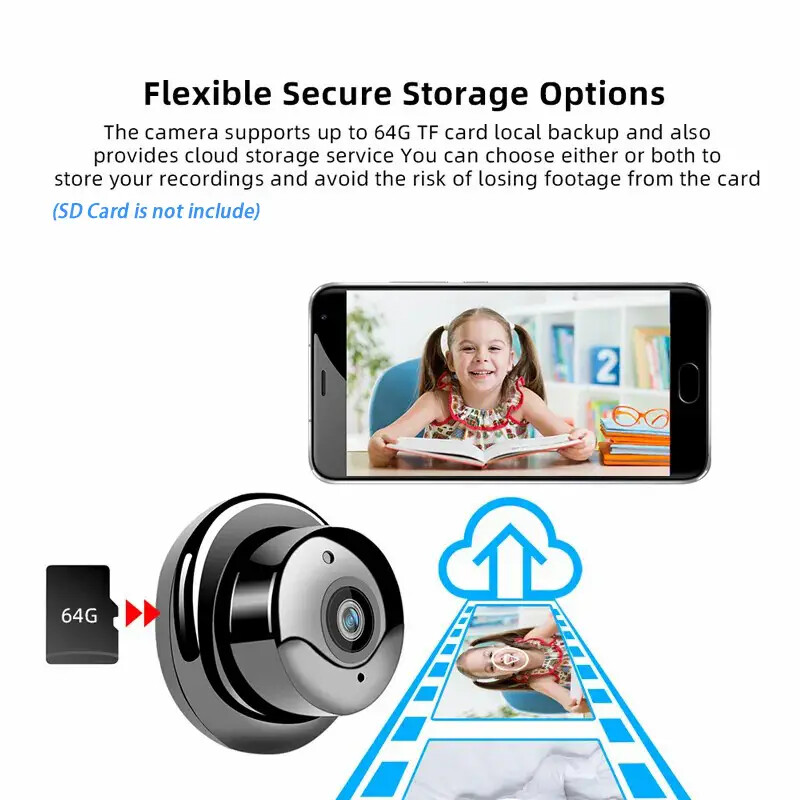 WiFi HD Wireless Panoramic Camera w/2 Way Audio & Remote View, USB Charging gallery