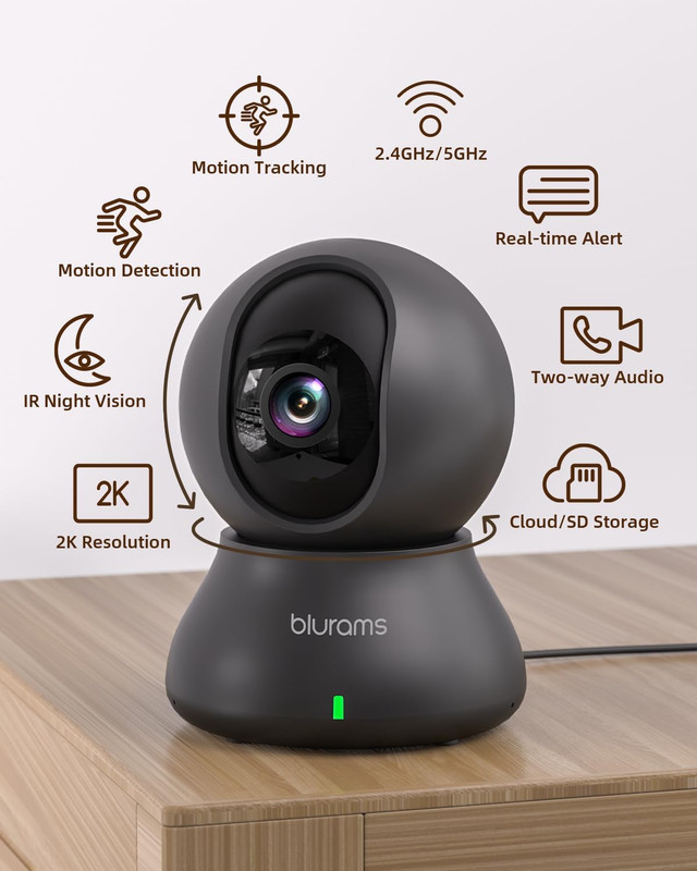 5G Indoor Cameras for Home Security, 2K Pet Camera with Phone App, 360° PTZ Home gallery
