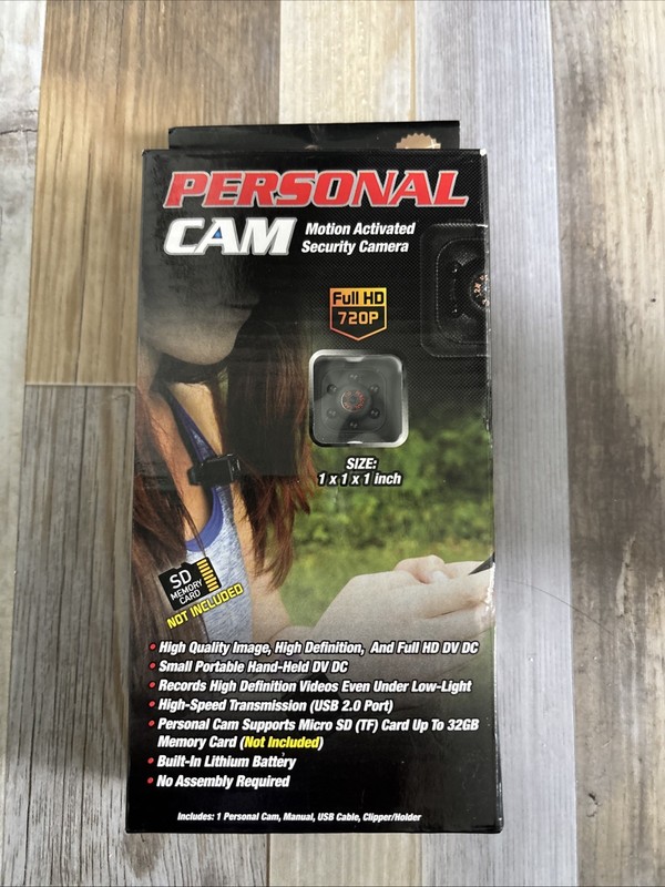PERSONAL CAM, Cordless Motion Activated Security Camera; 720P HD; Wide Lens; NIB