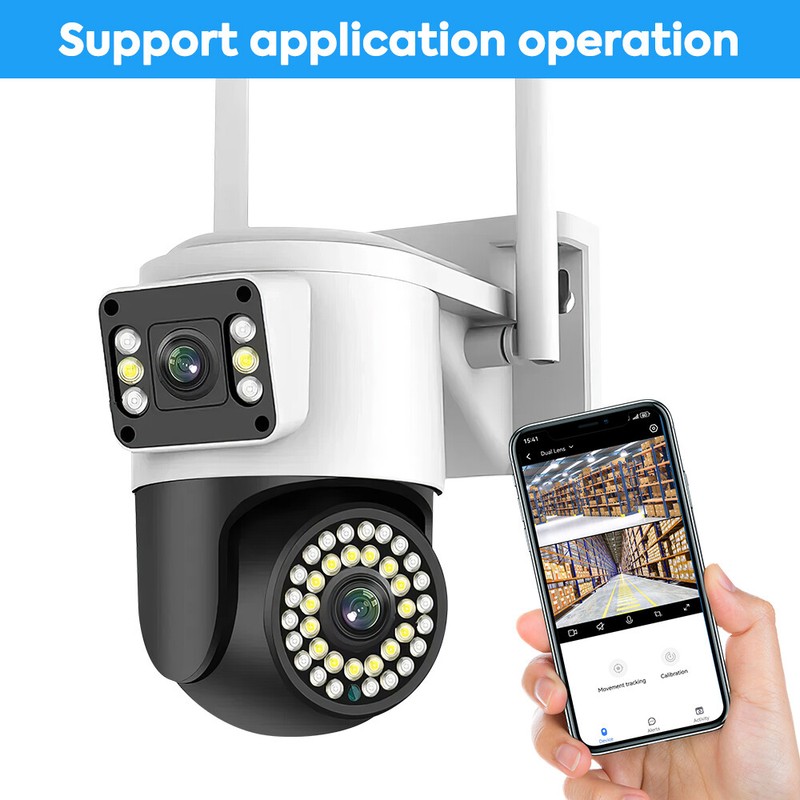 Dual Lens HD WiFi IP Camera Wireless Outdoor CCTV PTZ Home Security IR Cam 360° gallery