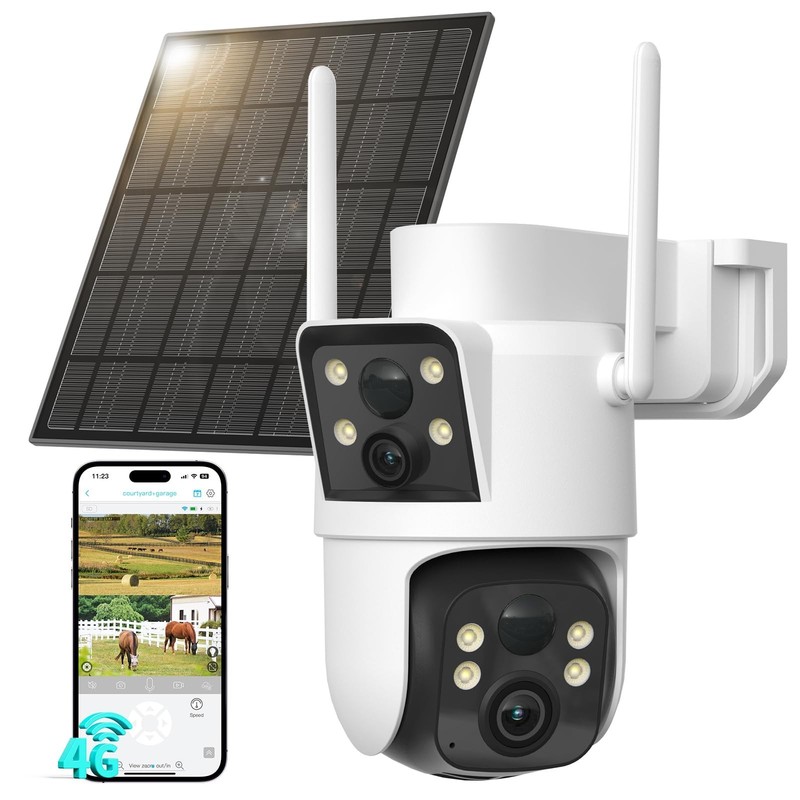 4G LTE Wireless Outdoor Security Camera, 2K Color Night Vision, PTZ, Dual Lens, gallery